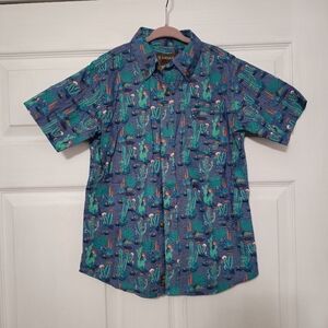 Ariat Boys Vibrant Blue and Green Cactus Casual Shirt